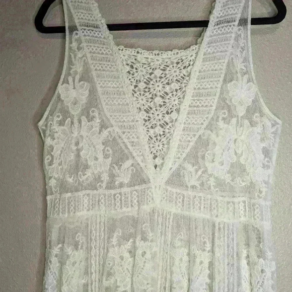 NWT My Style made in Italy white lace see-thru dress midi BOHO Beachy elegant - Picture 7 of 9
